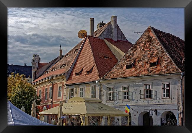 Old Town Sibiu Romania Small Square near Liars Bri Framed Print by Adrian Bud