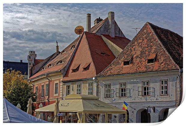 Old Town Sibiu Romania Small Square near Liars Bri Print by Adrian Bud