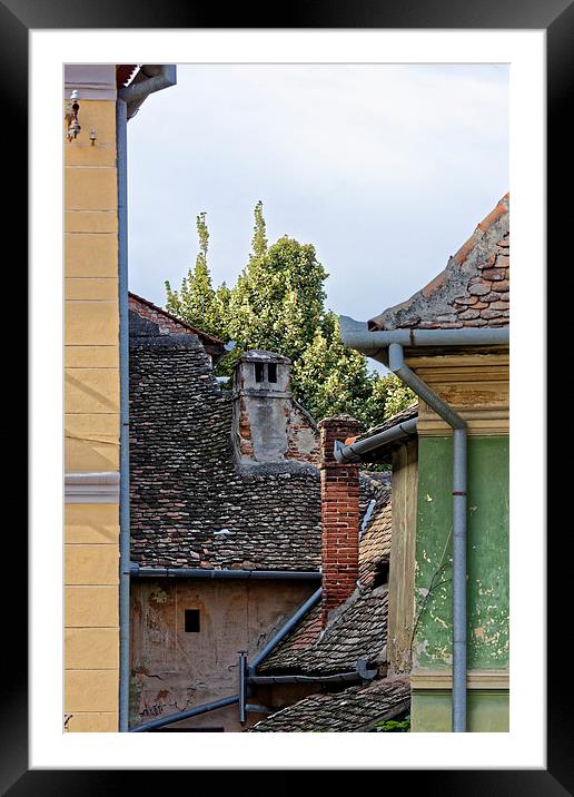 Old Roofs in Old Town Sibiu Romania Framed Mounted Print by Adrian Bud