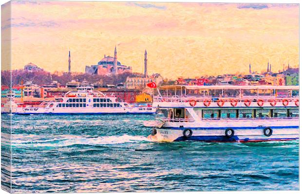 Ferry Traffic on the Bosphorus Canvas Print by Antony McAulay