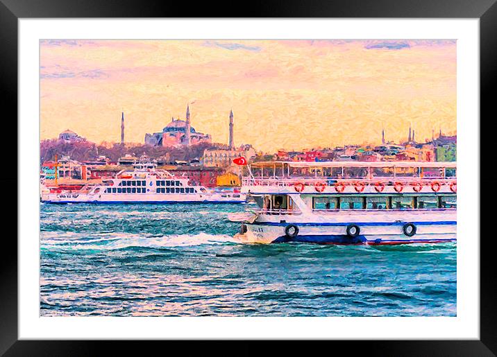 Ferry Traffic on the Bosphorus Framed Mounted Print by Antony McAulay