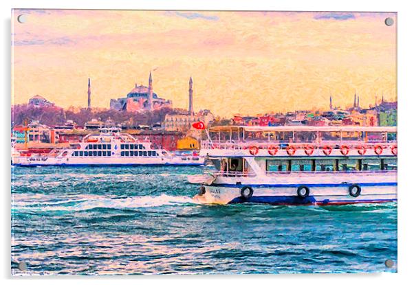 Ferry Traffic on the Bosphorus Acrylic by Antony McAulay