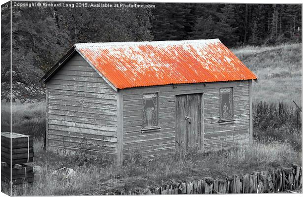 Old Shed with Red Rusty Roof Canvas Print by Richard Long