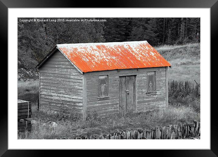 Old Shed with Red Rusty Roof Framed Mounted Print by Richard Long