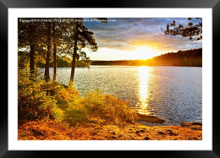 Sunset over lake Framed Mounted Print by ELENA ELISSEEVA