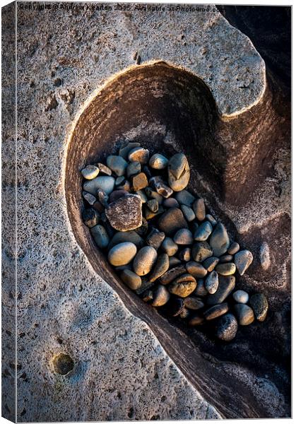  Shelter for pebbles, Elgol beach, Isle of Skye Canvas Print by Andrew Kearton