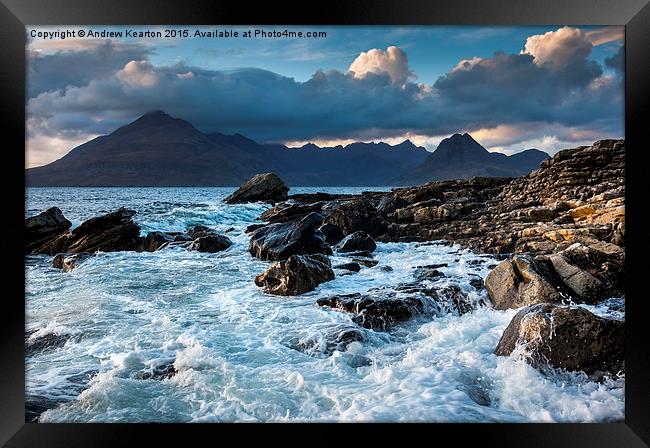  Wild sea on Elgol beach, Isle of Skye, Scotland Framed Print by Andrew Kearton