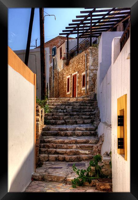 Nimborio Alleyway Steps Framed Print by Tom Gomez