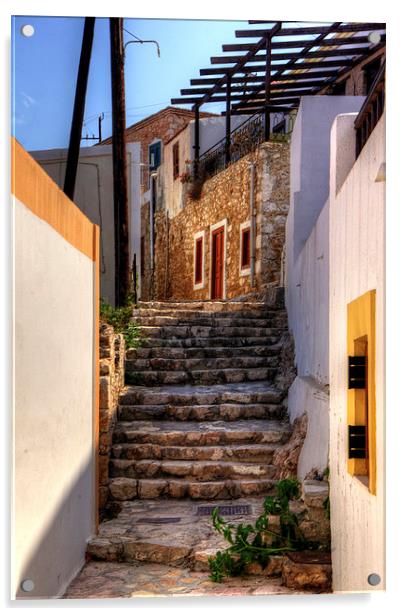 Nimborio Alleyway Steps Acrylic by Tom Gomez