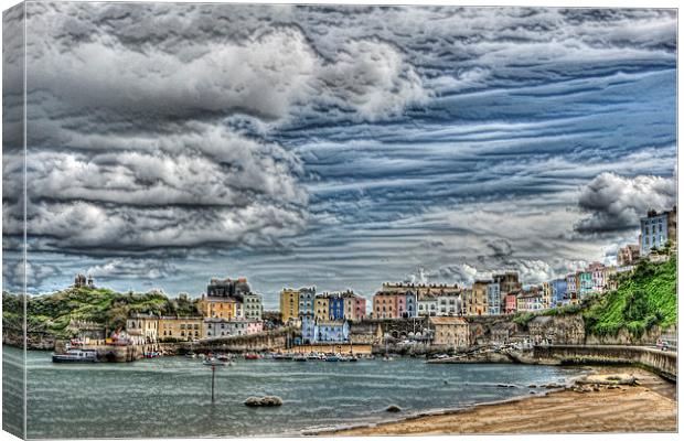 Tenby Harbour Texture Effect Canvas Print by Steve Purnell