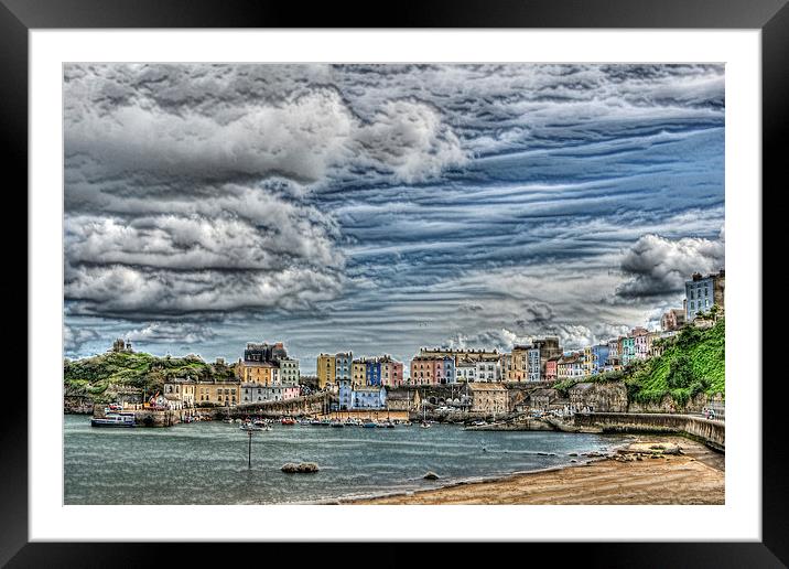 Tenby Harbour Texture Effect Framed Mounted Print by Steve Purnell