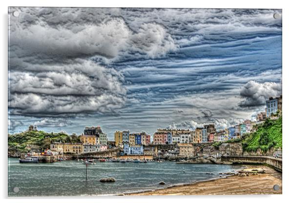 Tenby Harbour Texture Effect Acrylic by Steve Purnell