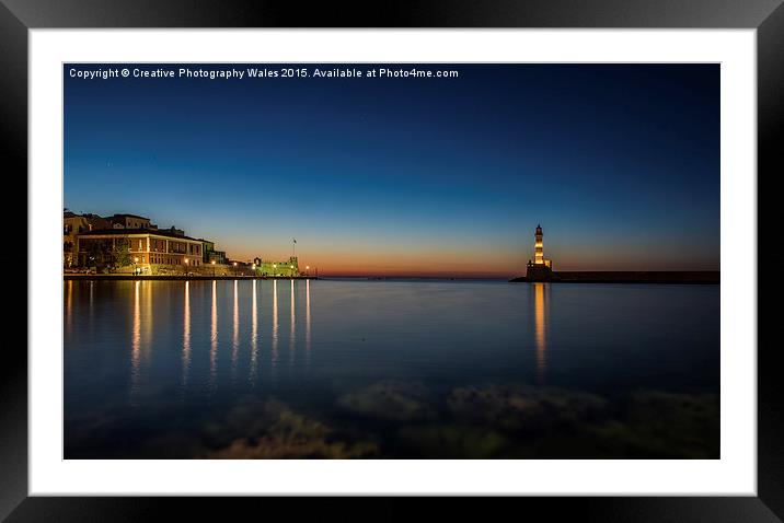 Chania Harbour, Crete, Greece Framed Mounted Print by Creative Photography Wales