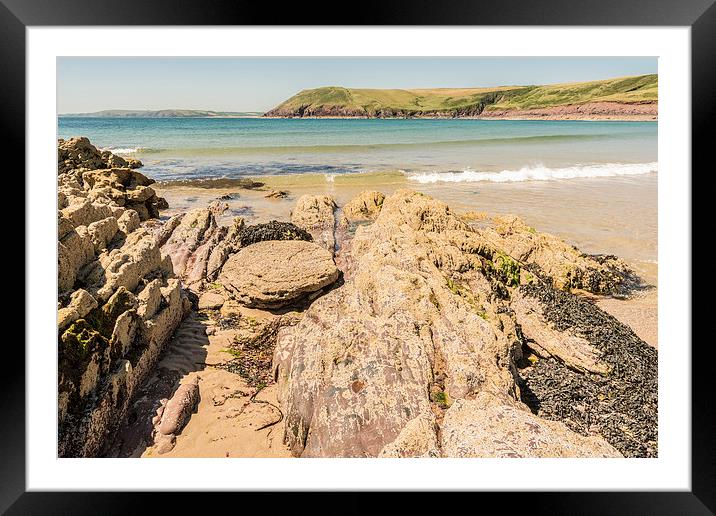 Manorbier Bay Framed Mounted Print by Malcolm McHugh