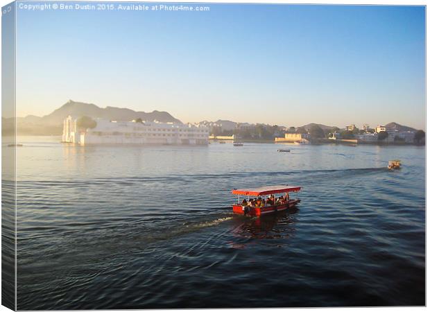  Boats on Udaipur Lake Canvas Print by Ben Dustin