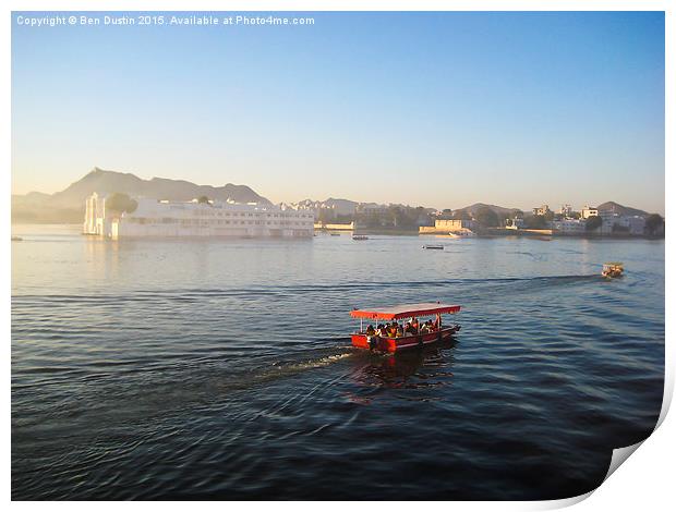  Boats on Udaipur Lake Print by Ben Dustin