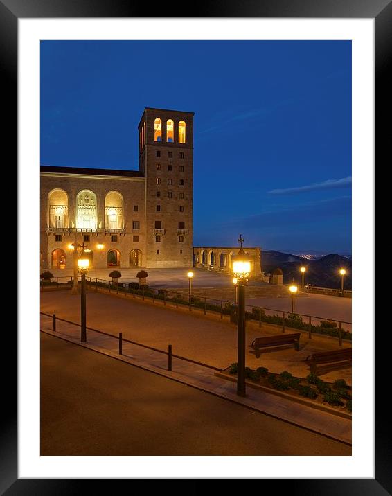 Montserrat Abbey at nigth Framed Mounted Print by Stephen Taylor