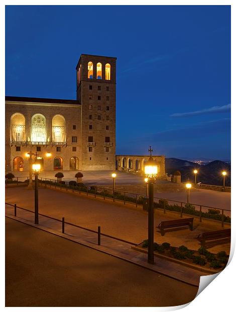 Montserrat Abbey at nigth Print by Stephen Taylor