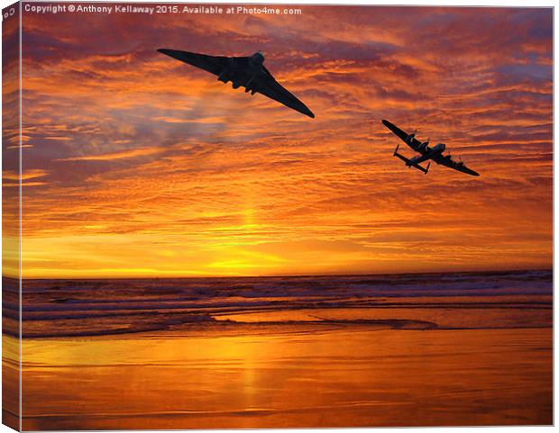  AVRO VULCAN XH558 AND AVRO LANCASTER Canvas Print by Anthony Kellaway