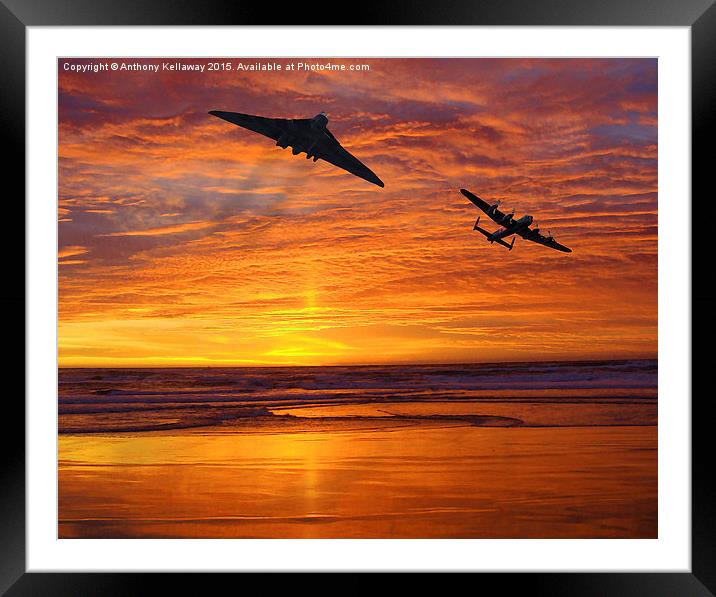  AVRO VULCAN XH558 AND AVRO LANCASTER Framed Mounted Print by Anthony Kellaway