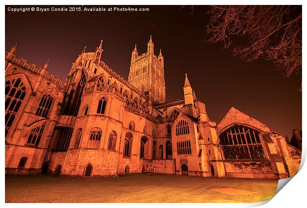  Gloucester Cathedral by Night Print by Bryan Condie