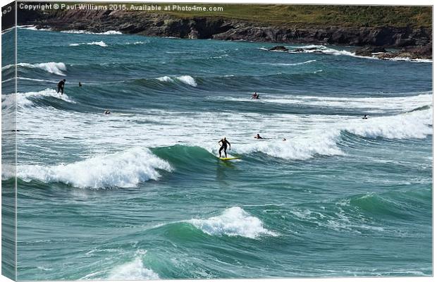  Surfers at Polzeath Canvas Print by Paul Williams
