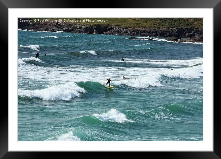  Surfers at Polzeath Framed Mounted Print by Paul Williams