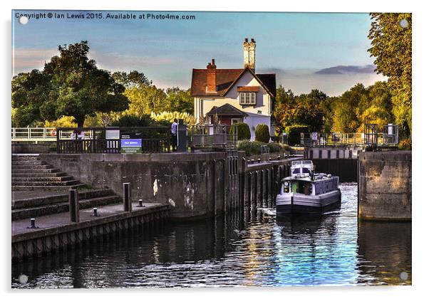  Goring on Thames Lock Acrylic by Ian Lewis