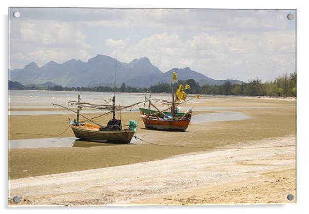 Thai Fishing Boats Acrylic by Michael Carn
