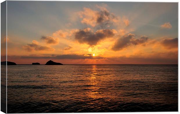  Sunrise at Meadfoot Beach Torquay Canvas Print by Rosie Spooner