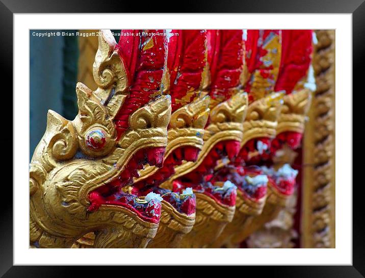  Temple Dragons Vientiane Laos Framed Mounted Print by Brian  Raggatt