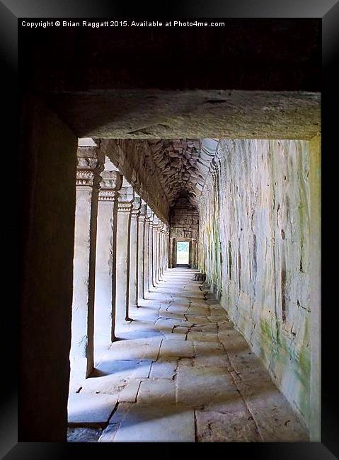  Temple Corridor Angkor Wat Cambodia Framed Print by Brian  Raggatt
