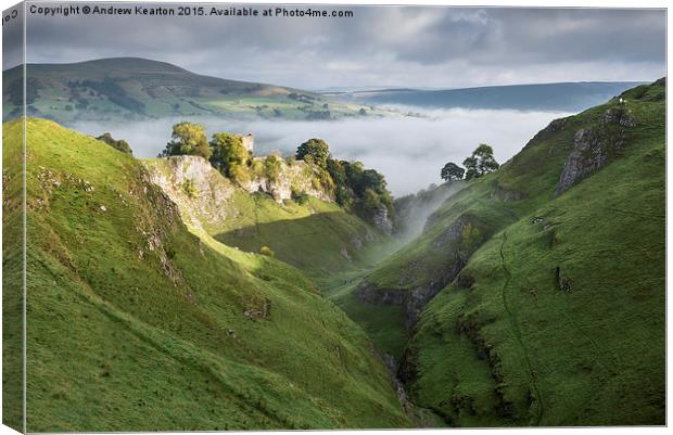  Misty morning at Cave Dale, Castleton Canvas Print by Andrew Kearton