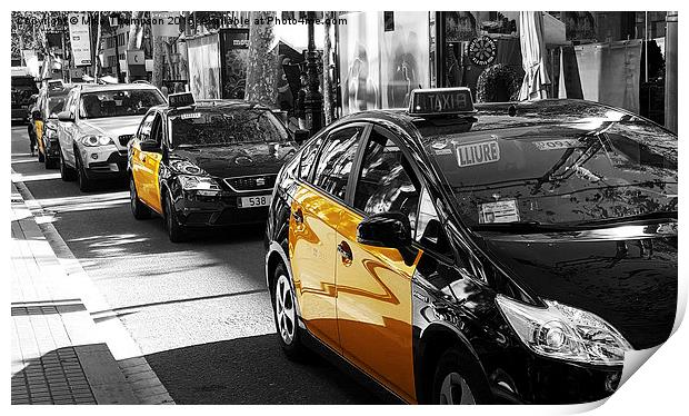  Barcelona Taxi's Print by Michael Thompson