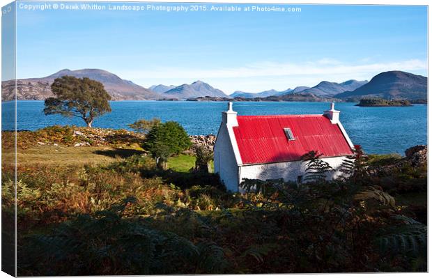  Red Roof Cottage Upper Loch Torridon 3 Canvas Print by Derek Whitton