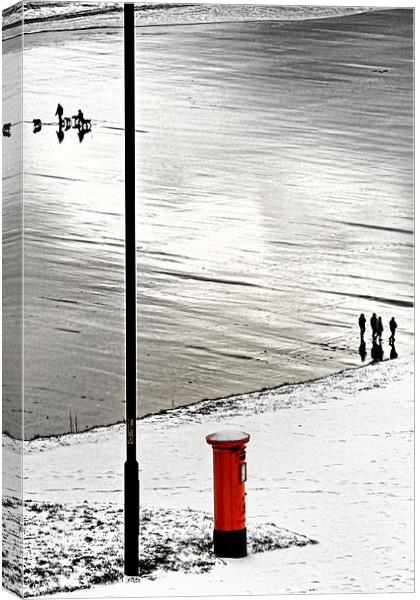  Whitby Pillar Box in the Snow Canvas Print by Paul M Baxter