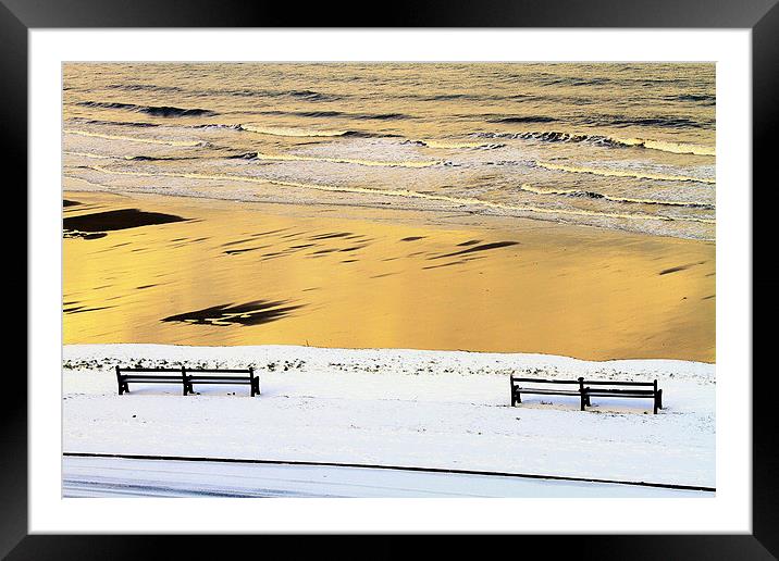  Whitby Sun. Sea, Sand and Snow Framed Mounted Print by Paul M Baxter
