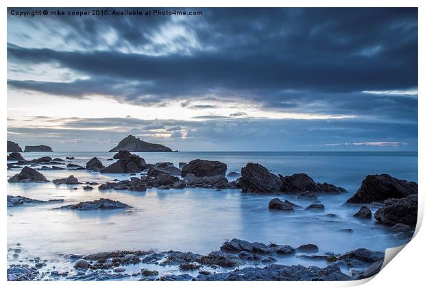  Meadfoot beach low tide sunrise Print by mike cooper