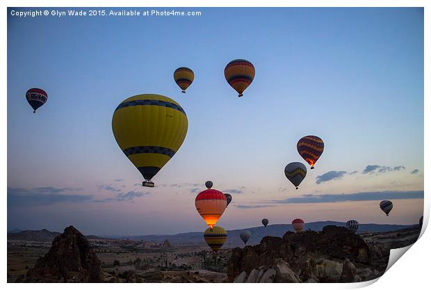  Balloons over Cappadocia Print by Glyn Wade