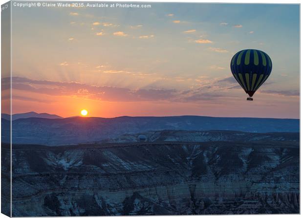  Hot Air Balloon at Sunrise Canvas Print by Claire Wade
