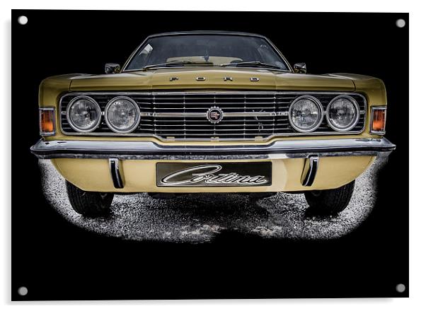 A Classic Ford Cortina GT Mk 3 Acrylic by Dave Hudspeth Landscape Photography