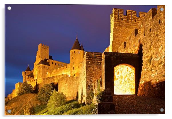  Carcassonne city Walls Acrylic by Stephen Taylor