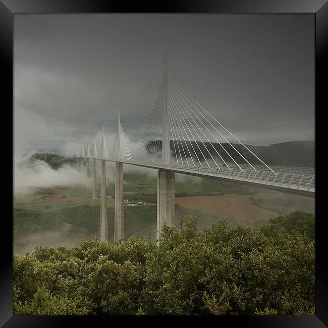 Millau viaduct under the storm Framed Print by Stephen Taylor