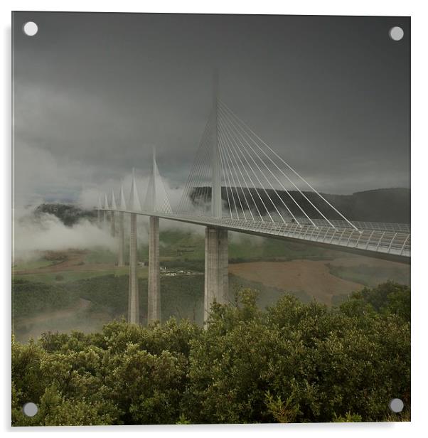 Millau viaduct under the storm Acrylic by Stephen Taylor