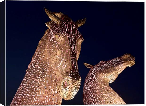  The Kelpies in pink Canvas Print by Stephen Taylor