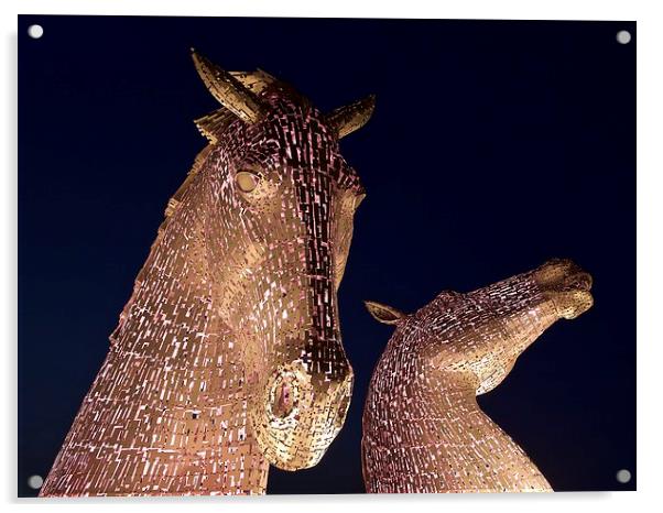  The Kelpies in pink Acrylic by Stephen Taylor