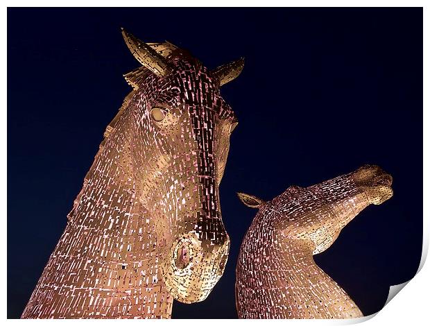  The Kelpies in pink Print by Stephen Taylor
