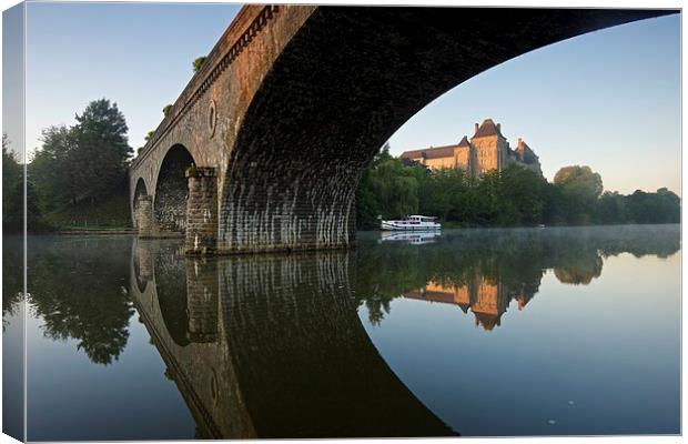 Morning reflections of Solesmes Abbey Canvas Print by Stephen Taylor