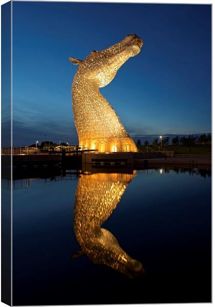  Kelpies reflection Canvas Print by Stephen Taylor