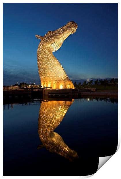  Kelpies reflection Print by Stephen Taylor